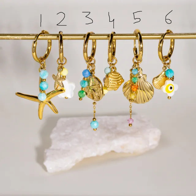 Stainless steel earrings ocean series multi charm earrings huggie earrings 1pcs price