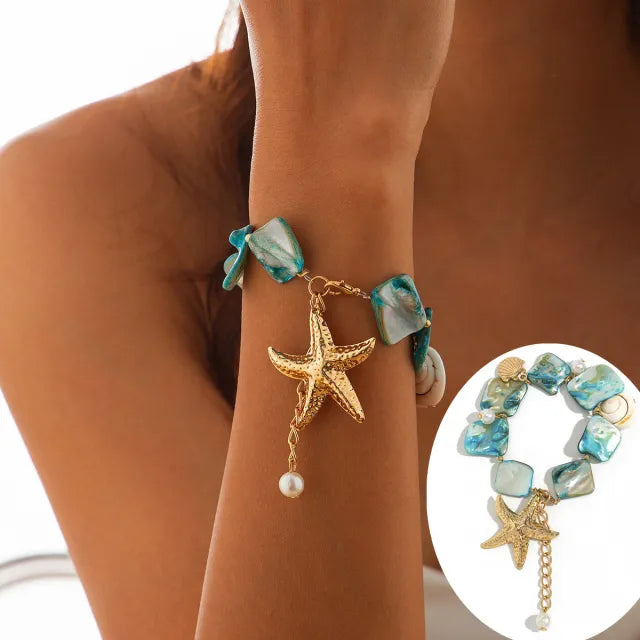 INS ocean wind shell starfish necklace bracelet suit holiday irregular necklace jewelry