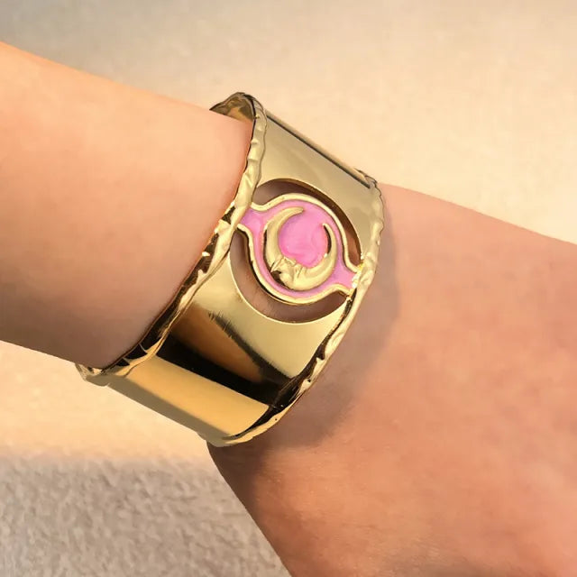 Fashion Stainless Steel Wide Bracelet Jewelry for Women Non-Fading Cuff bangle