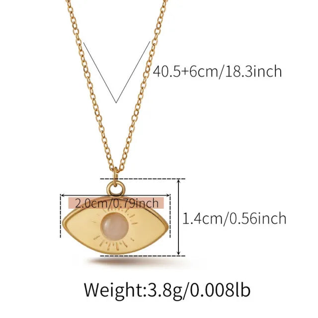 Classic vintage coloful evil eye pendant stainless steel necklace