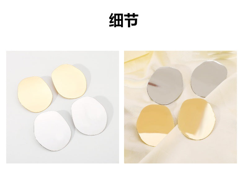 Chunky geometric shape mirror design alloy women earrings