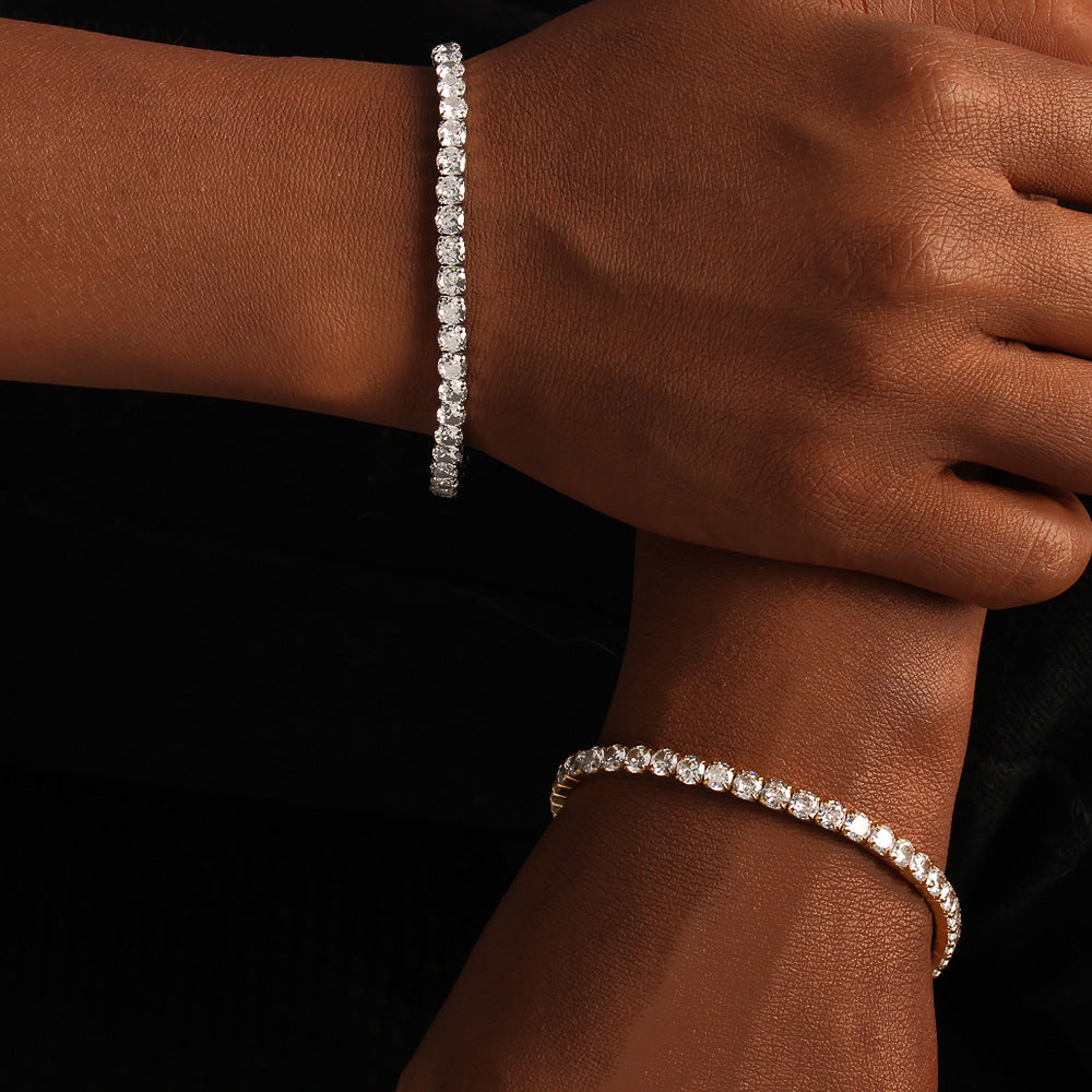 Elegant Single Row Elastic Full Diamond Bracelet Stainless Steel bracelet