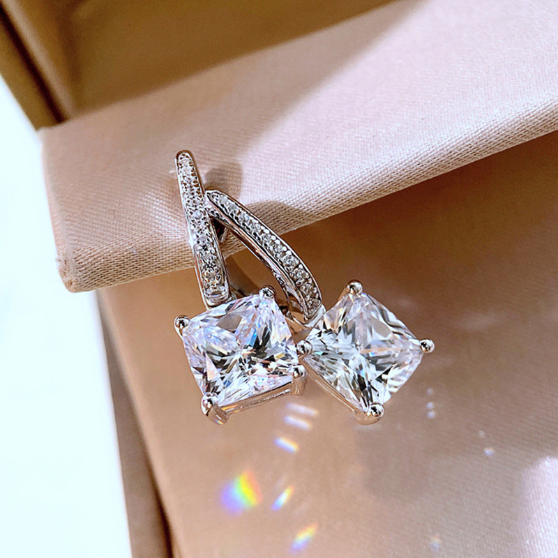 Luxury Earrings for Women Square Geometric Fashion diamond Earrings
