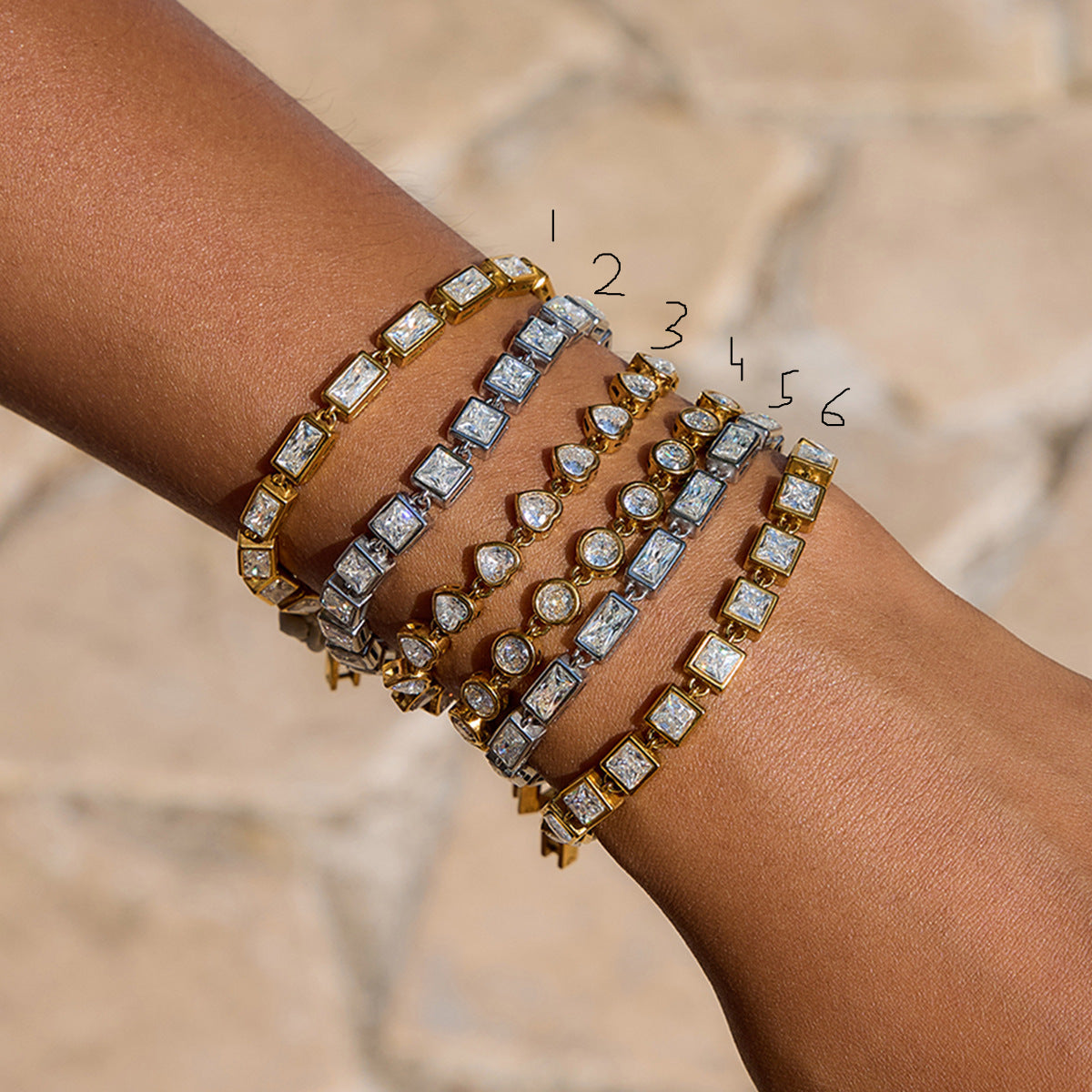 18KG luxury cubic zircon inlaid stainless steel bracelet tennis bracelet