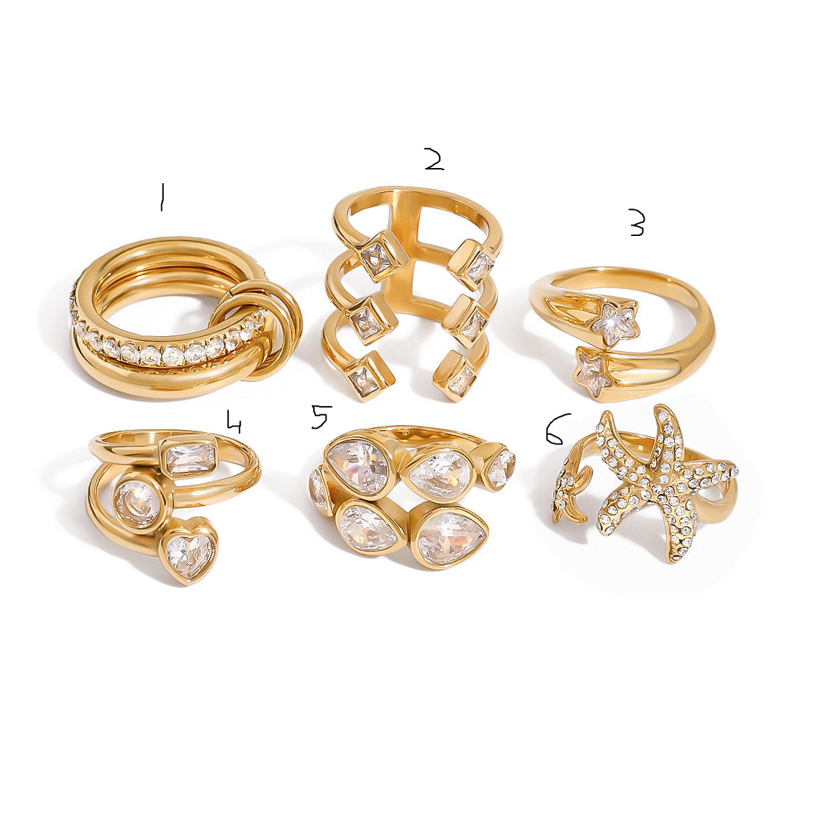 Delicate diamond stainless steel finger rings stainless steel rings