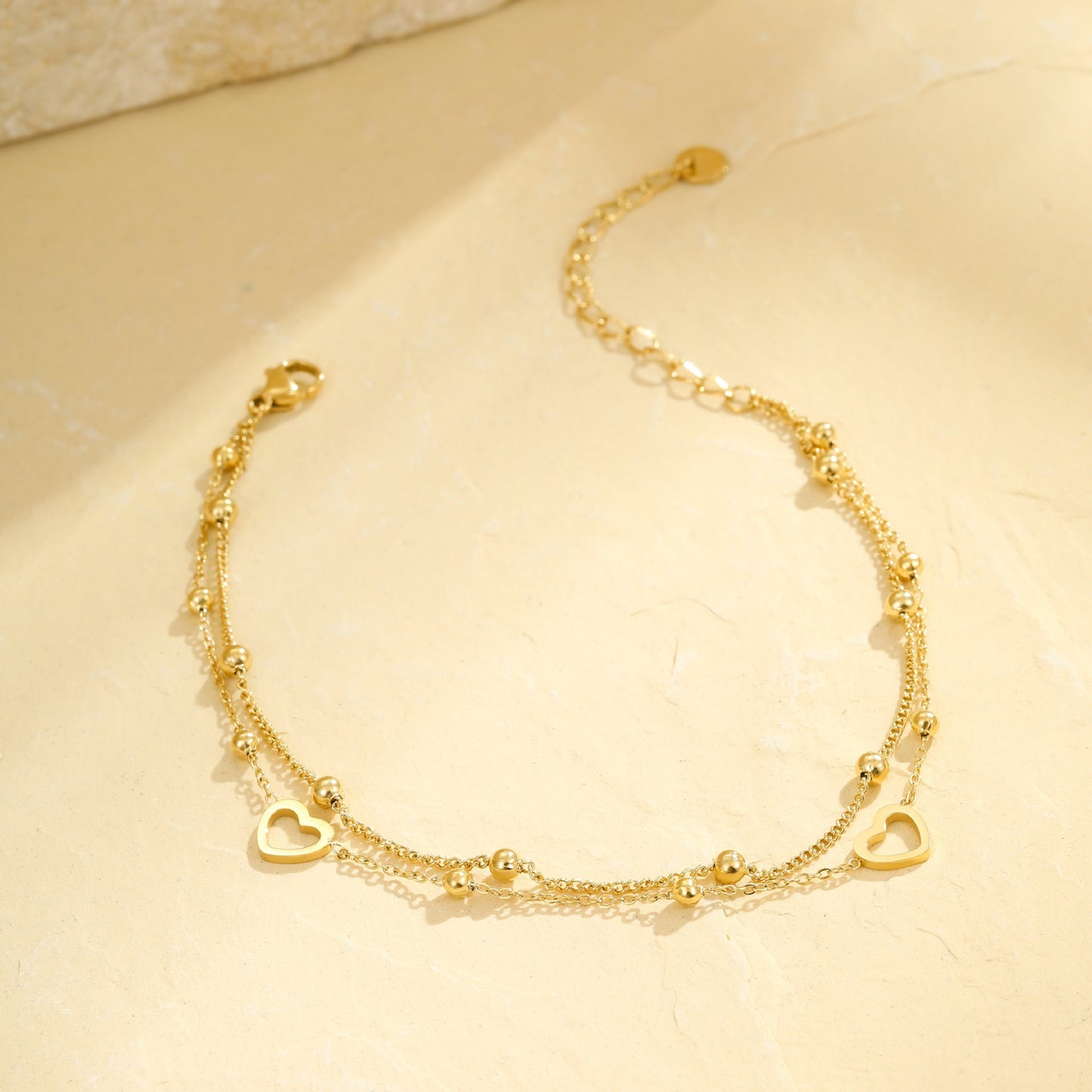 Simple heart series layer stainless steel anklet
