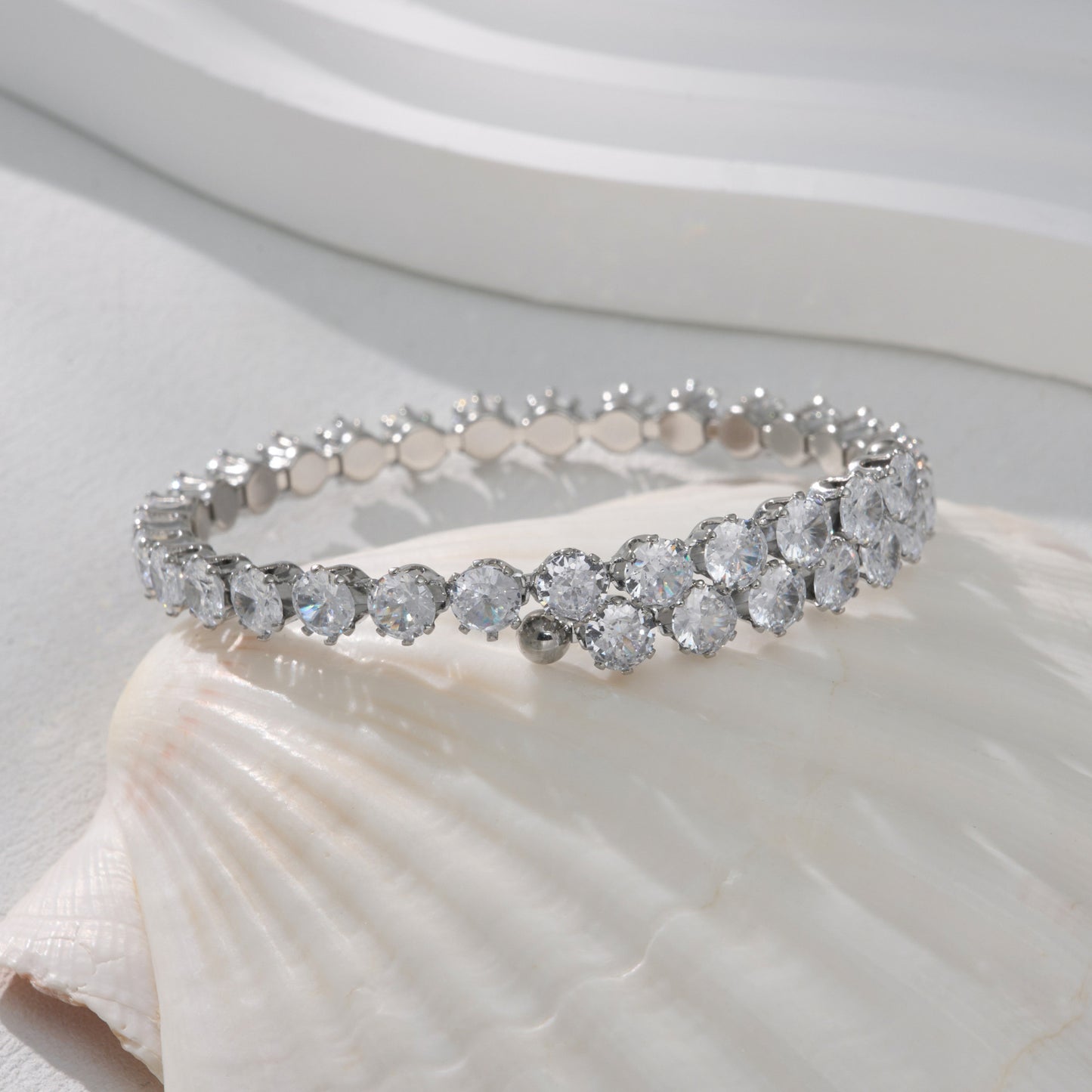 18K vacuum plated titanium steel Chic Style full drill super shiny bracelet stainless steel bangle