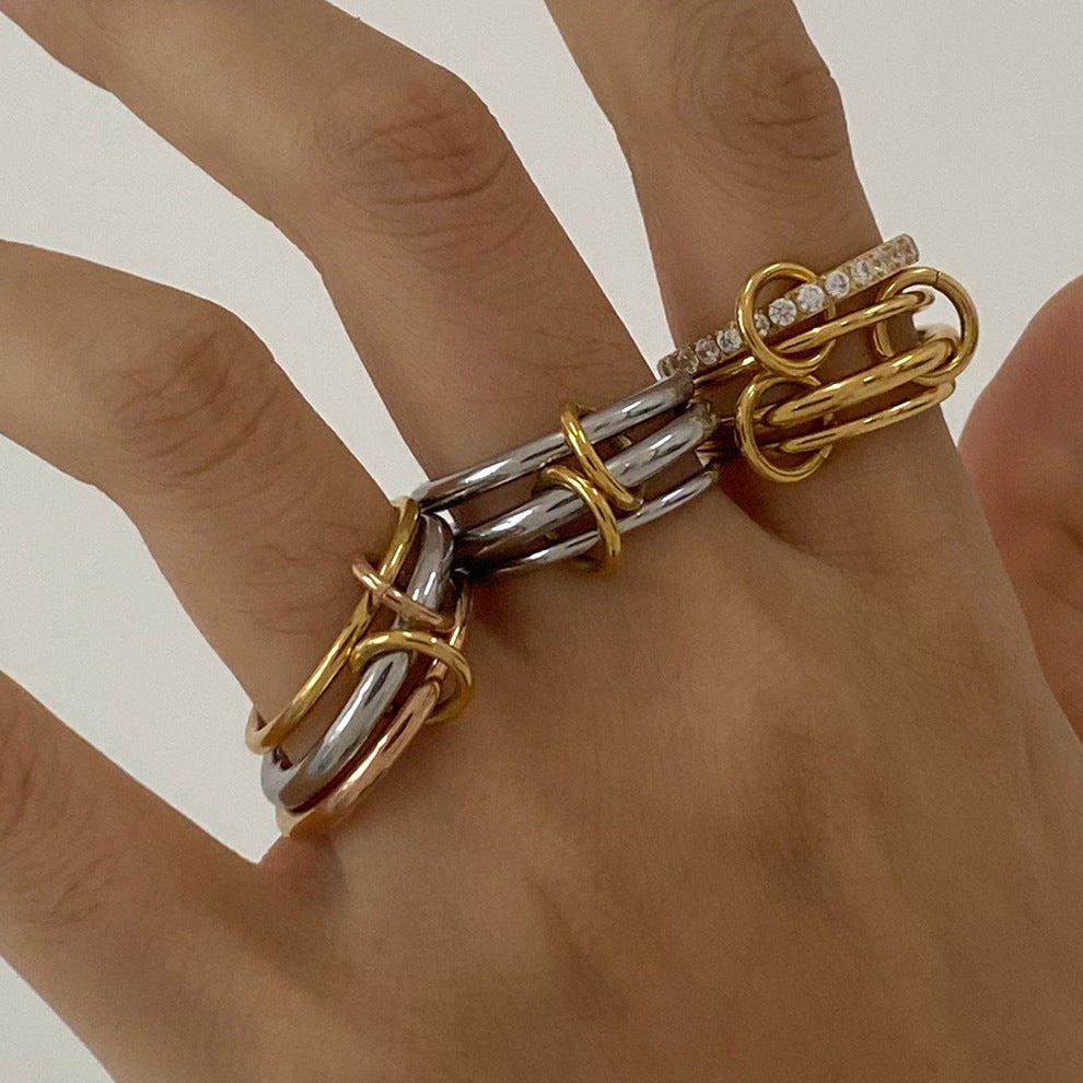 Stainless Steel Stacked RingS High-grade Geometric finger rings collection