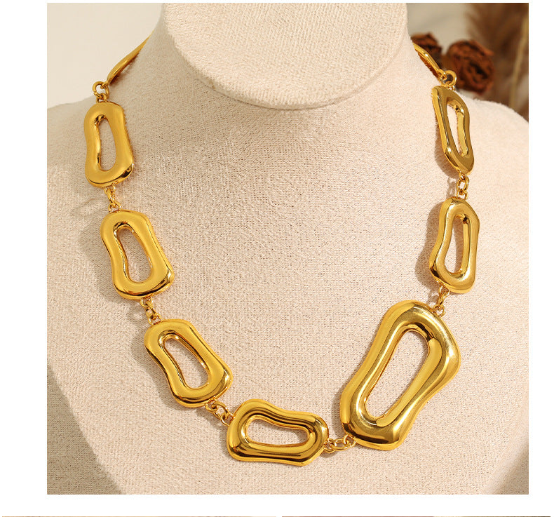 Exaggerated Normcore Style Thick Chain Stainless Steel Necklace Bracelet suit