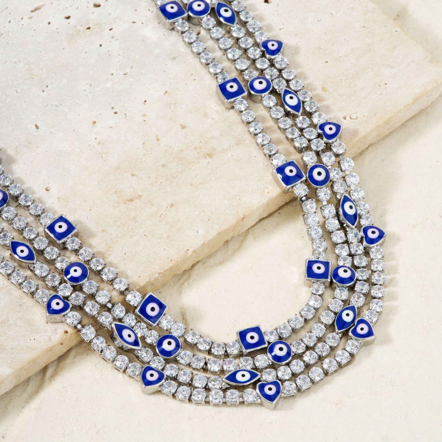 Hot sale glass bead evil eye tennis chain necklace