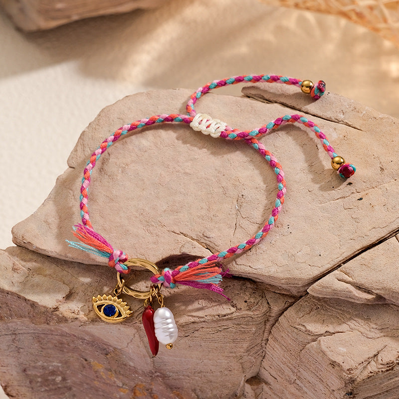 Summer ocean series diy colorful braid rope chain bracelet