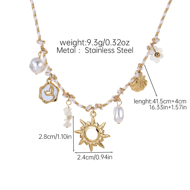 Summer Necklace Trend Ocean Series Braided Color Rope DIY Accessible Stainless Steel necklace
