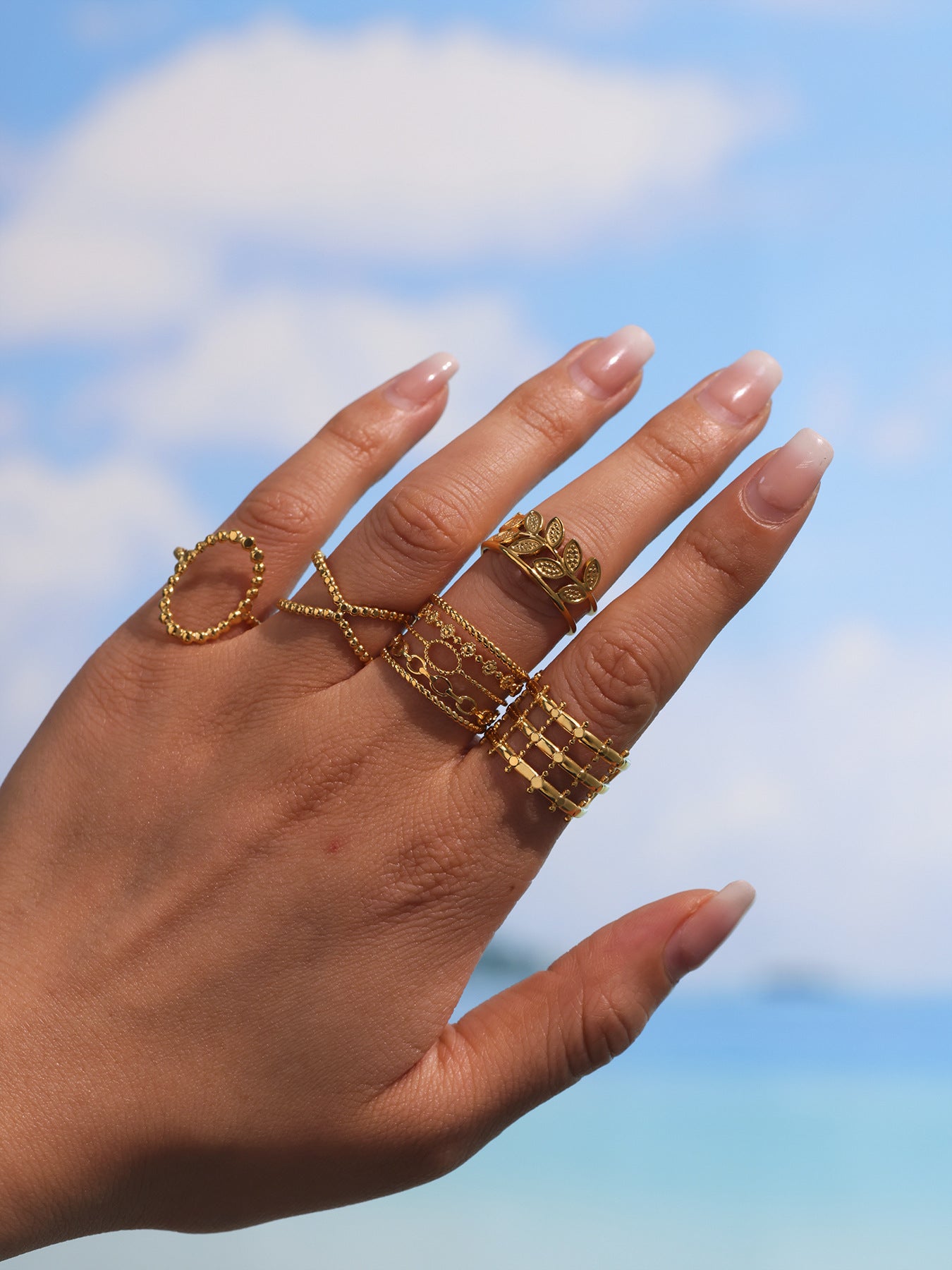 Fashion Ring 18k Gold Plated Irregular Hollow Geometric Stainless Steel rings