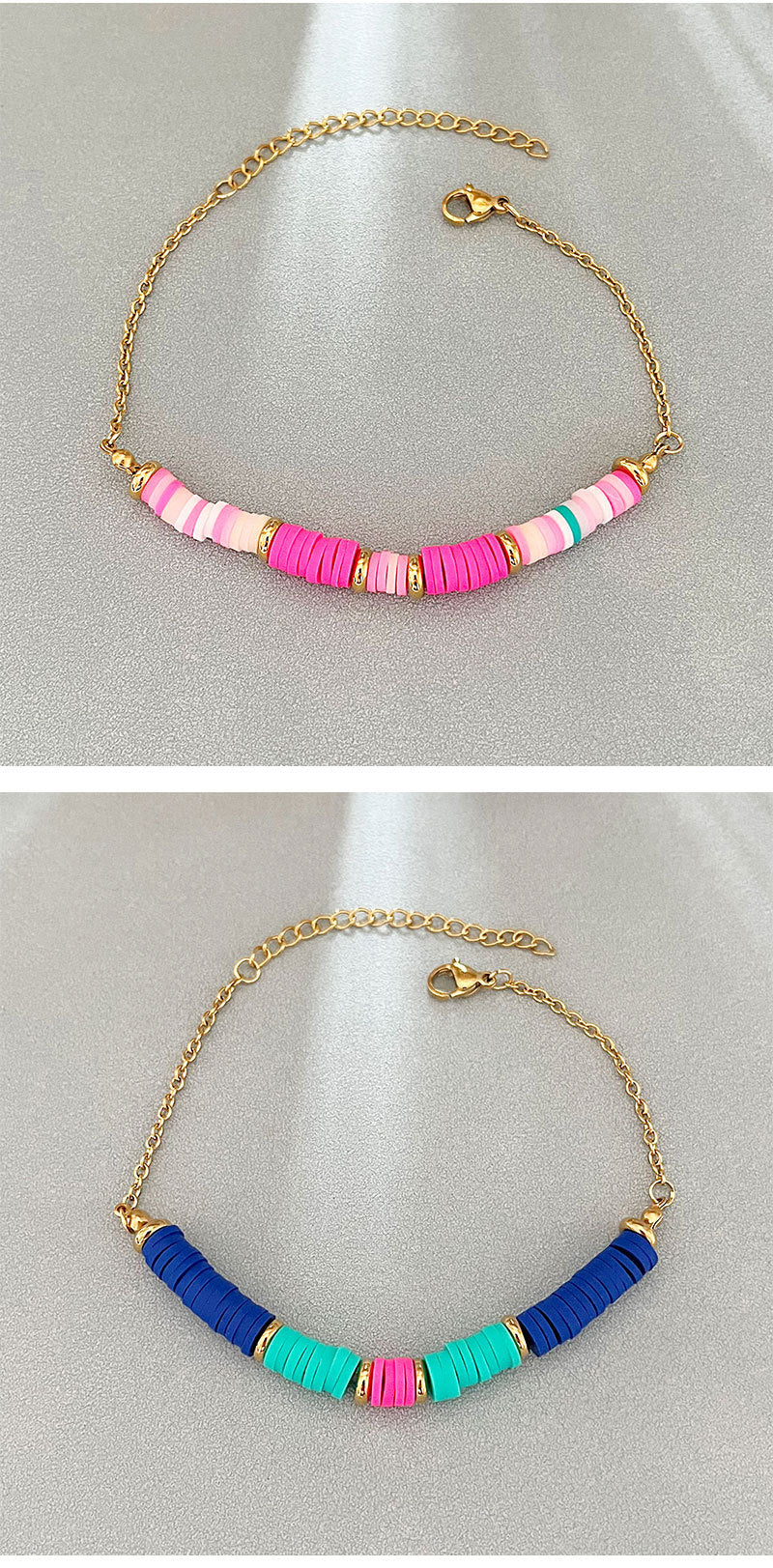 Bohemian Style Colorful clay beads Women's Stainless Steel Bracelet