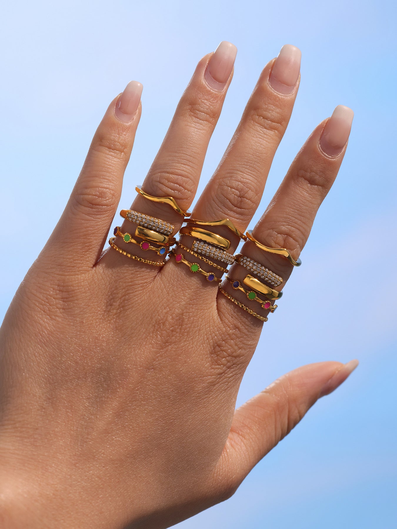 5A cubic zircon inlaid color enamel stainless steel rings
