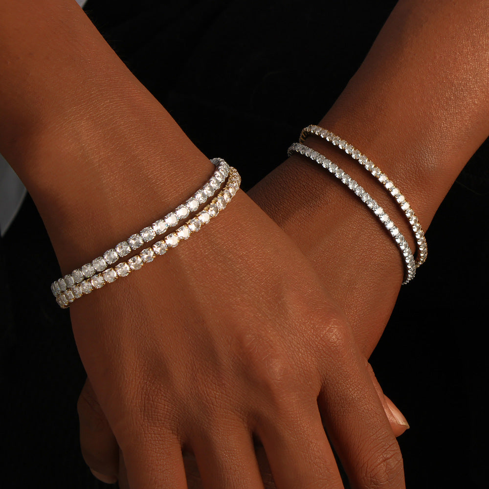 Elegant Single Row Elastic Full Diamond Bracelet Stainless Steel bracelet