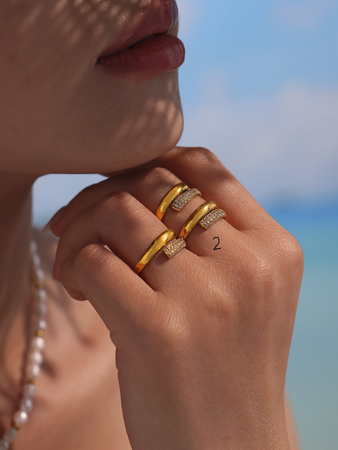 5A cubic zircon inlaid color enamel stainless steel rings