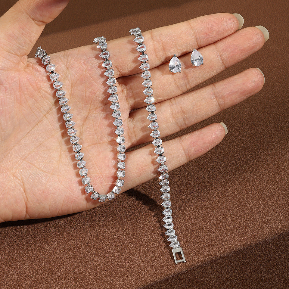 Delicate tennis chain bracelet necklace set