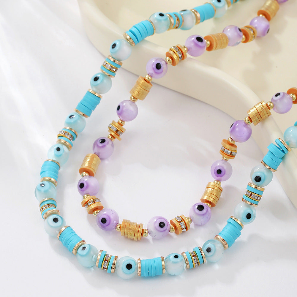 Summer holiday colorful evil eye bead Necklace