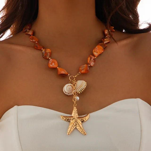 INS ocean wind shell starfish necklace bracelet suit holiday irregular necklace jewelry