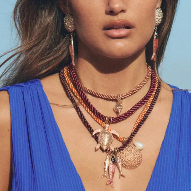 ZA Holiday Wind Conch Sea Star Shell Fish Pendant Necklace Summer Marine Life necklace