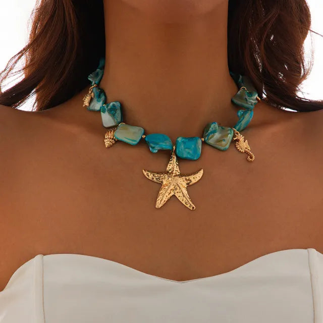 INS ocean wind shell starfish necklace bracelet suit holiday irregular necklace jewelry