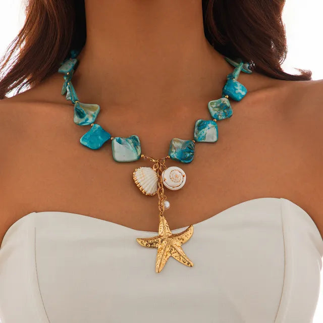 INS ocean wind shell starfish necklace bracelet suit holiday irregular necklace jewelry