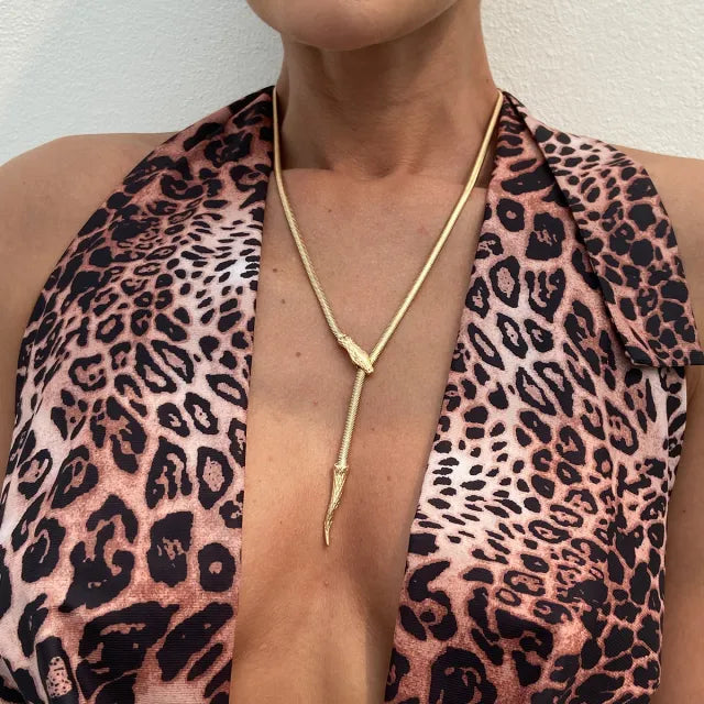 Metal Braided Snake Bone Chain Necklace