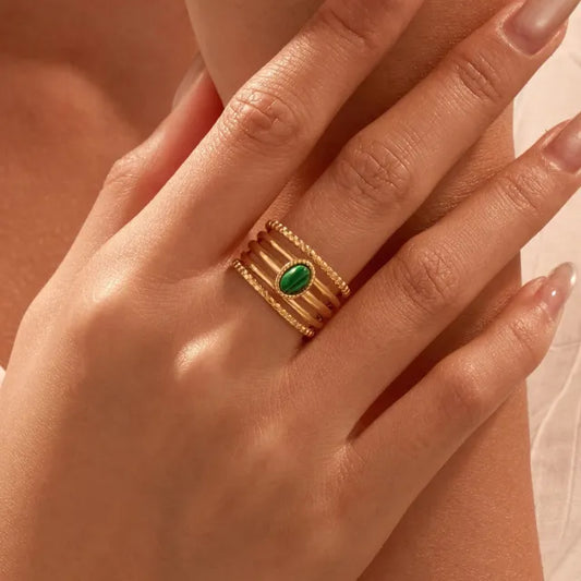 Vintage High-End Natural Stone Ring stainless steel rings
