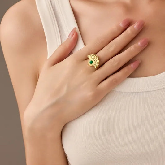 Vintage High-End Natural Stone Ring stainless steel rings