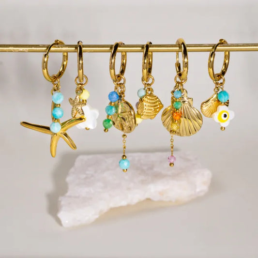 Stainless steel earrings ocean series multi charm earrings huggie earrings 1pcs price