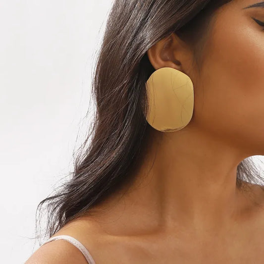 Chunky geometric shape mirror design alloy women earrings