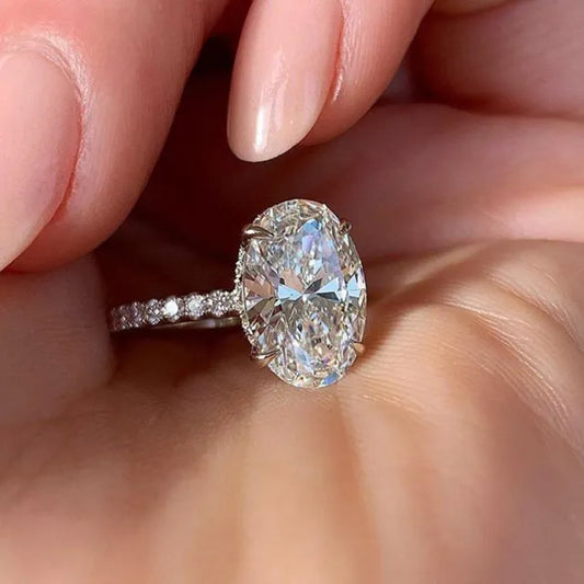 Fashion Personalized oval cut Zircon Platinum Ring