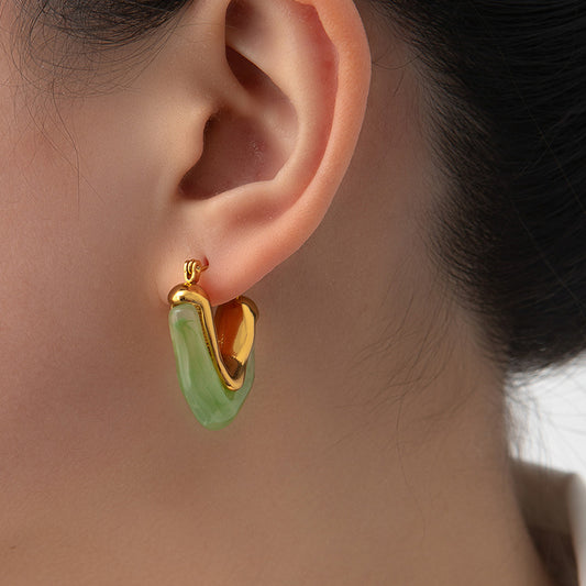 Geometric Titanium Steel Earrings Colorful Acrylic Triangle stainless steel earrings