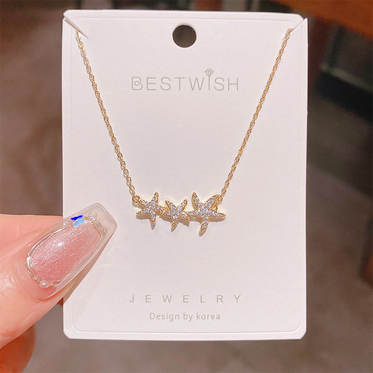 Summer diamond starfish stainless steel chain necklace dainty necklace