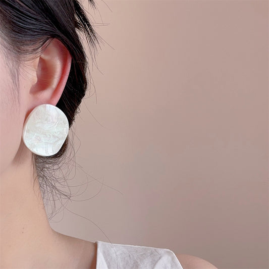 French Fashionable Candy Color Twisted Piece Round Resin Earrings