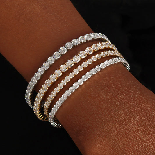 Elegant Single Row Elastic Full Diamond Bracelet Stainless Steel bracelet