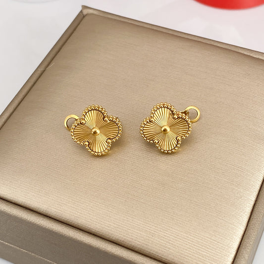 15mm Four-leaf Grass Laser Earrings stainless steel earrings