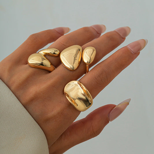 Fashion smooth hug ring suit irregular simple water drop ring set