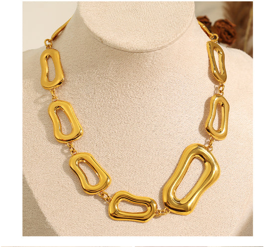 Exaggerated Normcore Style Thick Chain Stainless Steel Necklace Bracelet suit