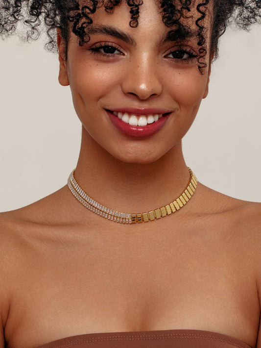 Fashion tennis chain stainless steel 18KG stainless steel choker necklace
