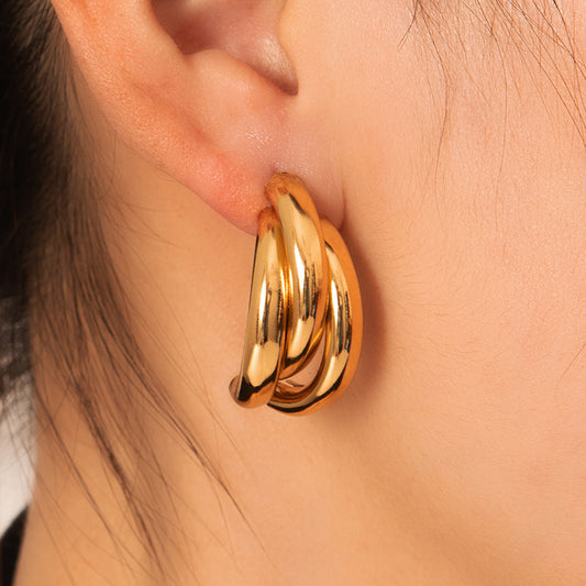 304 stainless steel Geometric C shape stainless steel earrings