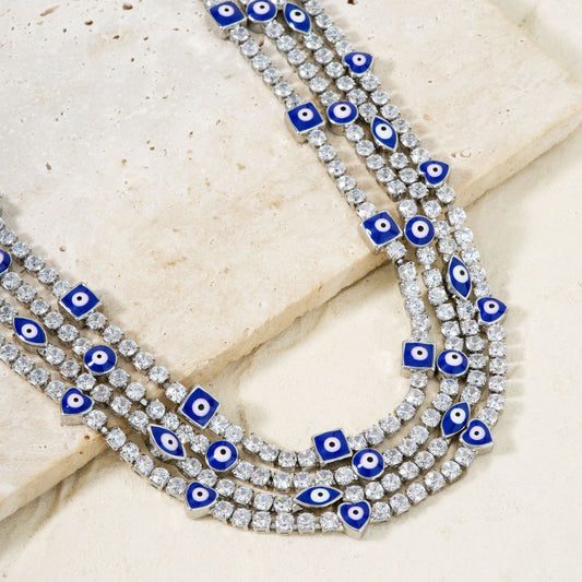 Hot sale glass bead evil eye tennis chain necklace