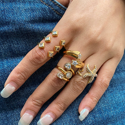 Delicate diamond stainless steel finger rings stainless steel rings