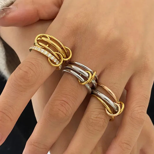 Stainless Steel Stacked RingS High-grade Geometric finger rings collection