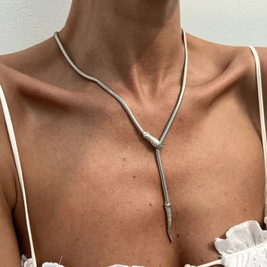 Metal Braided Snake Bone Chain Necklace