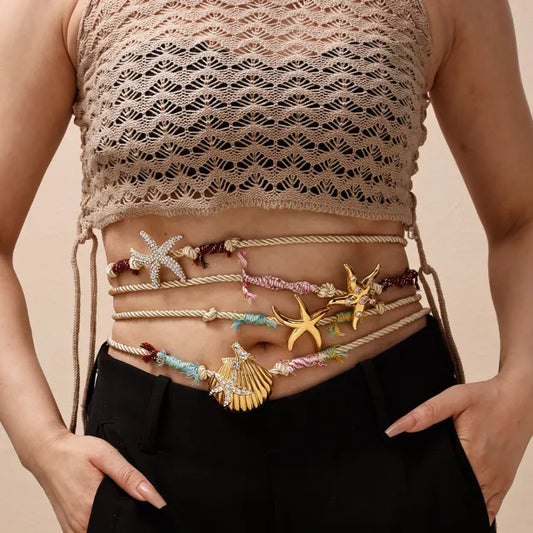 Multi function stainless Steel shell starfish Necklace waist chain belt